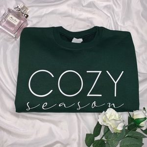 Forest green sweater custom made.